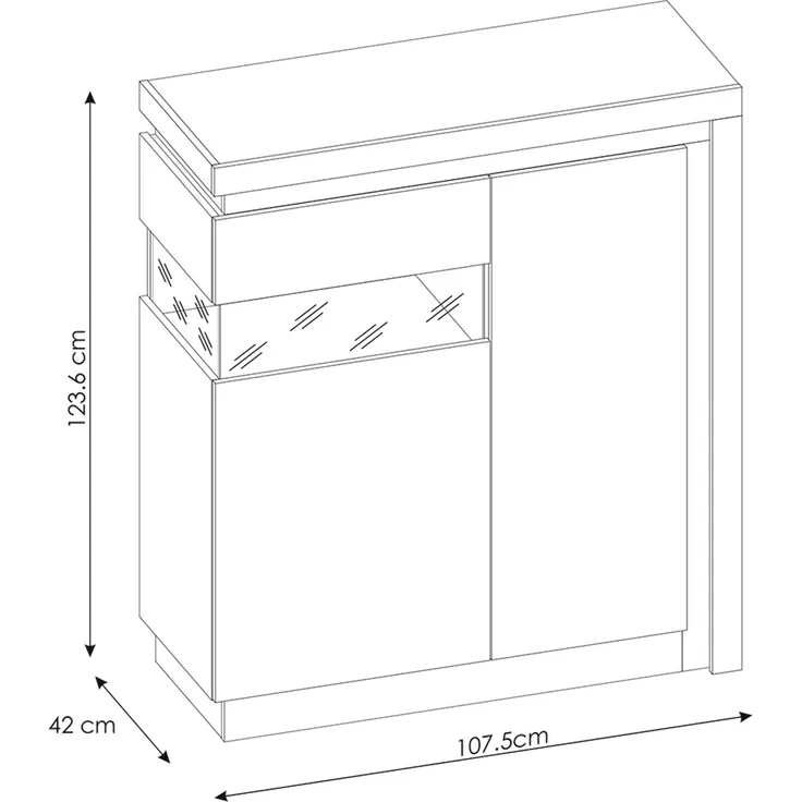 Highboard, 108 cm breit, in weiß Hochglanz LYNDHURST-129, B/H/T ca. 108/124/42 cm – Bild 5