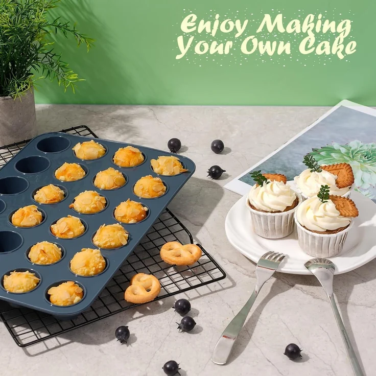 Silikon Muffinform 24 Muffins Antihaft Backblech Cupcakes Brownies Kuchen 34 x – Bild 5