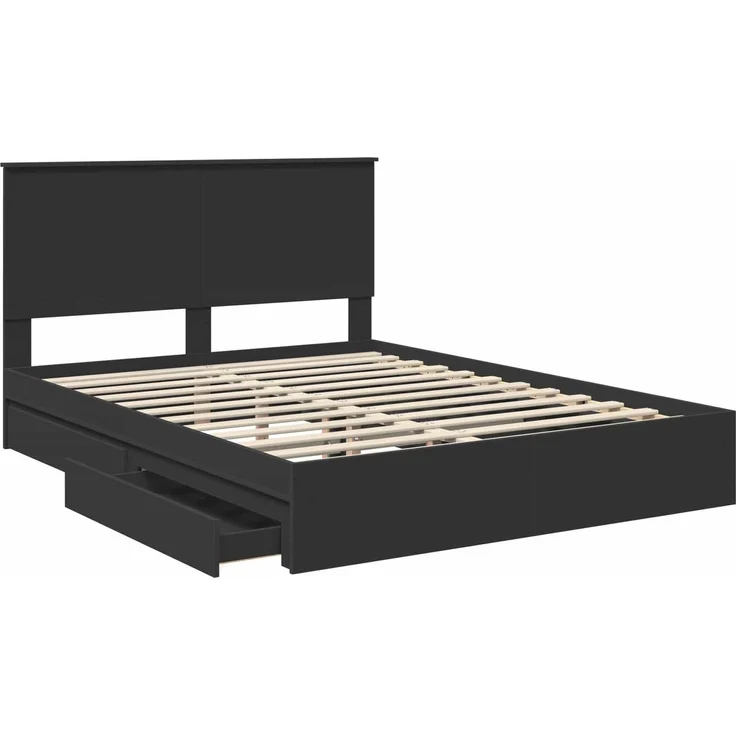 vidaXL Aufbewahrungsbett Schwarz 150 x 200 cm Holzwerkstoff 3411195 – Bild 4