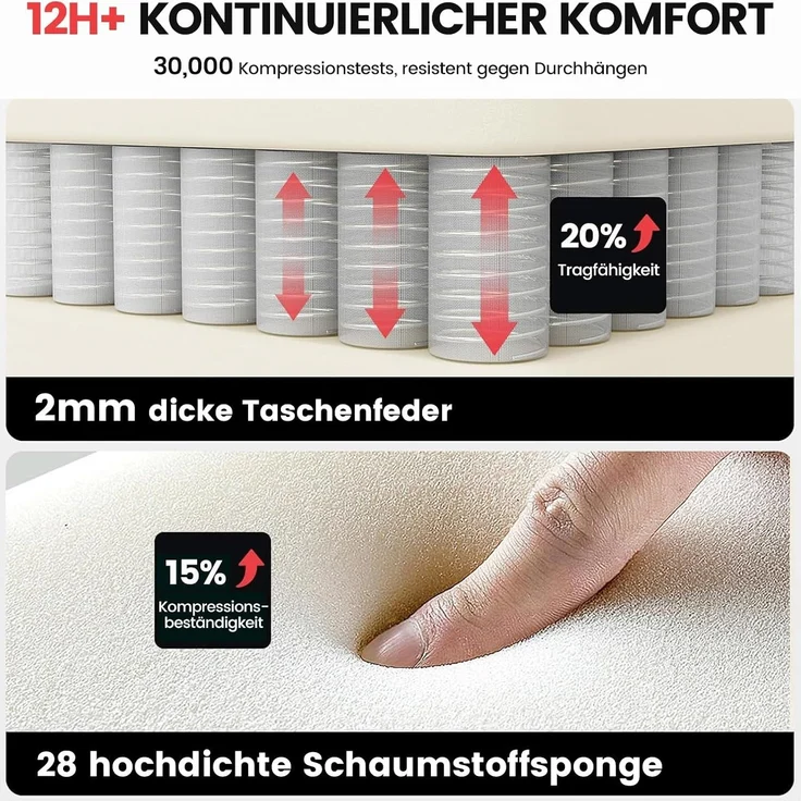 GTPLAYER Gaming Stuhl Stoff, Gaming Sessel mit Taschenfederkissen, ergonomischer Drehstuhl, Gamer Stuhl mit Fußstütze150 kg Belastbarkeit, schwarz – Bild 7