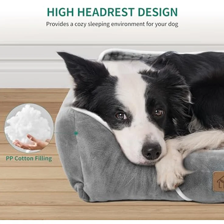 YITAHOME Hundebett für Hunde mittlerer und großer Größe, Hundekissen,Hundebetten, 89x64 cm, rutschfeste Unterseite Hundesofa,grau – Bild 8