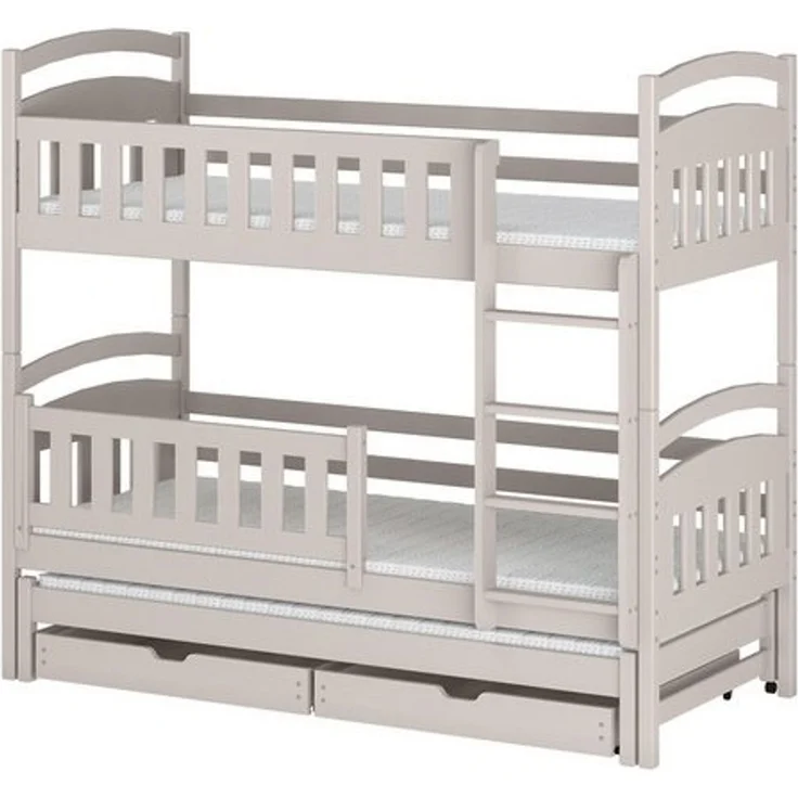Kids Collective Etagenbett Hochbett Stockbett Kinderbett 90x200 cm mit Ausziehbett und Schubladen, Umbaubar zu 3 Einzelbetten mit Lattenrosten & Rausfallschutz, Kaschmir – Bild 4