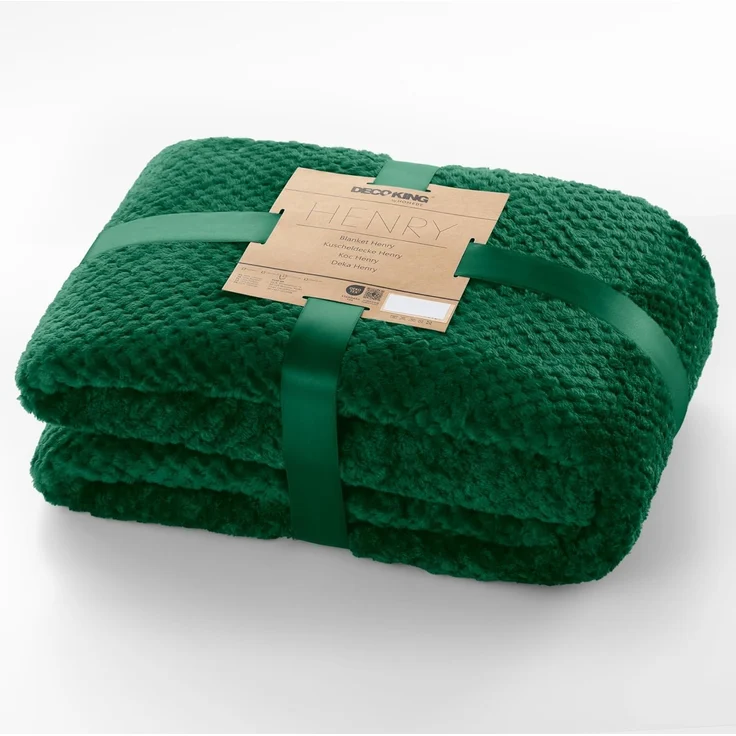 DecoKing Kuscheldecke 150x200 cm flaschengrün Decke Microfaser Wohndecke Tagesdecke Fleece weich sanft kuschelig skandinavischer Stil grün dunkelgrün Henry – Bild 1