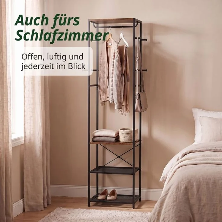 Relaxdays Garderobenständer Haken, Ablage & Stange – Bild 3
