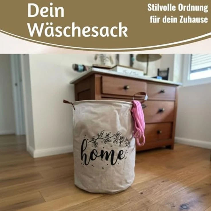 LS-LebenStil Wäschekorb Vintage Wäschesack Home 62L Faltbar Wäschesammler Wäschetruhe (Faltbar - Wäschebox Wäschesammler Wäschesortierer Aufbewahrungsbox mit Griffen für Kleidung, Handtücher, Spielzeug) – Bild 3