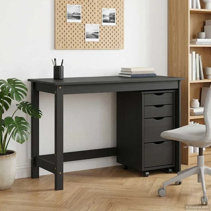 vidaXL Desk und Rolling Cabinet Set MOSS 2 pcs Schwarz 3438793 – Bild 1