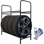 PROREGAL® Schwerlastregal Reifenregal Räderregal Garagenregal CARRERO für 4-8 Reifen Schwarz, Reifenschonnende Lagerung Winterregien Sommerreifen Allwetterreifen