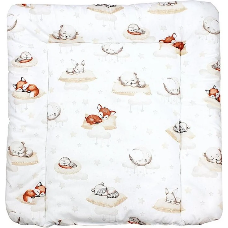 TupTam Baby Wickeltischauflage mit Baumwollbezug Gemustert, Farbe: Schlafende Baby Tiere/Beige, Größe: 70x50 cm – Bild 4