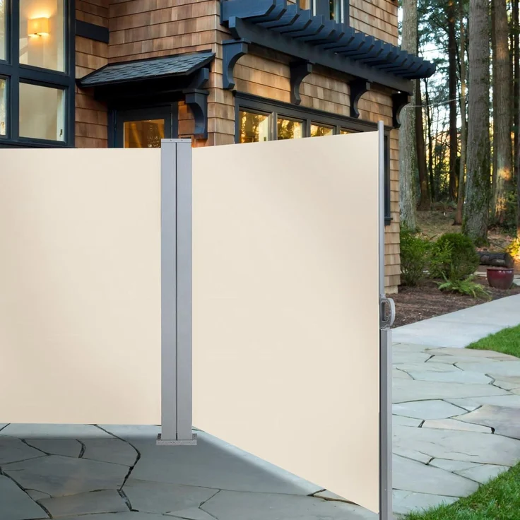 SVITA Doppelseitenmarkise ausziehbar freistehend Sichtschutz 600x160 cm Beige – Bild 3
