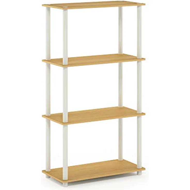 Furinno Turn-N-Tube 4-Stufe Mehrzweck-Regal, Buche / Weiß, 59.9 (Breite) x 109.9 (Höhe) x 29.7 (Tiefe) cm – Bild 10