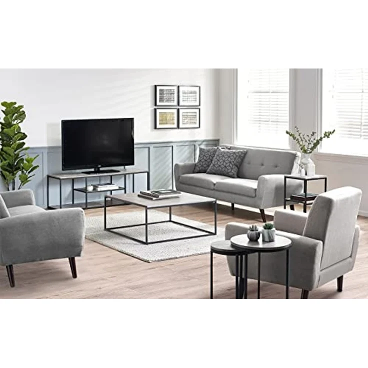 Julian Bowen Staten Square Couchtisch, Betonoptik/Schwarz – Bild 5