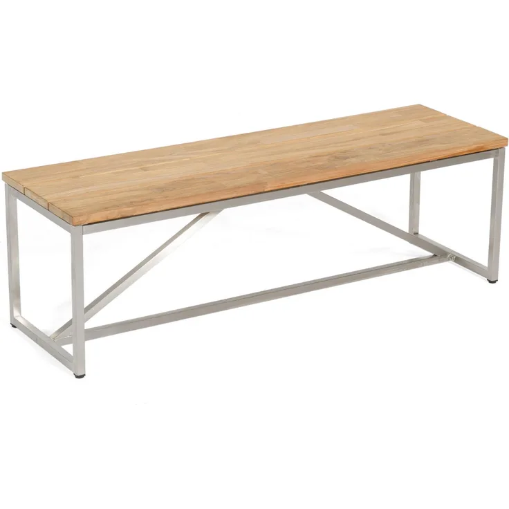 Sonnenpartner Sitzbank Skyline 145x45 cm Teakholz und Edelstahl Gartenbank