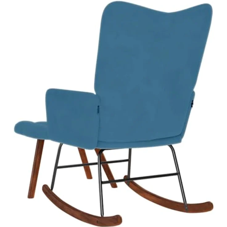 vidaXL Schaukelstuhl mit Hocker Blauer Samt 4016853 – Bild 7