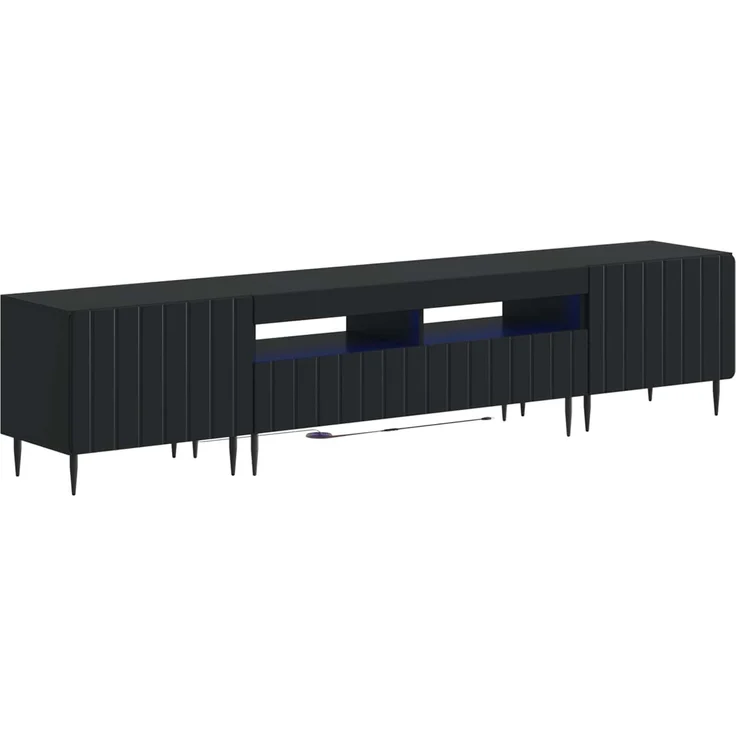 vidaXL 3-teiliges LED TV Regal ZWOLLE Schwarz Holzwerkstoff 3416513 – Bild 2