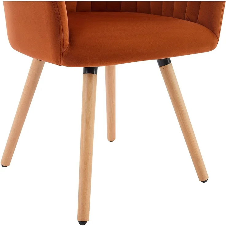 Vente-unique - Stuhl mit Armlehnen - Samt & Metall in Holzoptik - Terracotta - ELEANA – Bild 6