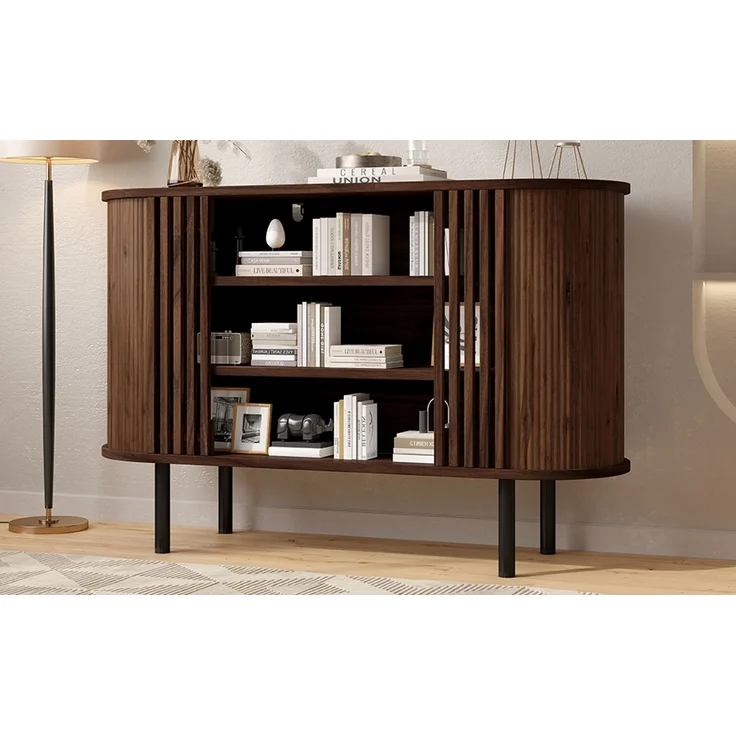 ZUBALIYA Sideboard 120x40x80 cm, aus MDF / Spanplatte, Walnuss – Bild 13