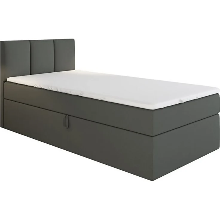 A&J MöbelLand GmbH Boxspringbett Einzelbett NASI mit Bettkasten, Topper und gepolstertem Kopfteil. (Boxspringbett mit Bettkasten und gepolstertem Kopfteil. Gratis Topper – nur jetzt erhältlich!, Kostenlose Lieferung! TOP ANGEBOT), Länge 208 cm Höhe 106 cm – Bild 4