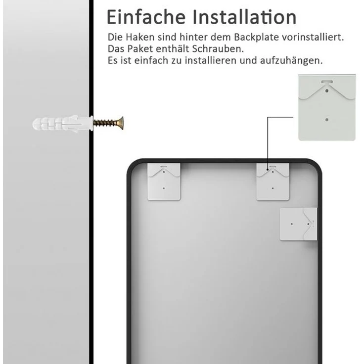 Hopibath Wandspiegel ganzkörper 180x80 150x50 160x40 140x40 mit Alurahmen (Ganzkörperspiegel Bogenspiegel Schwarz, rechteckig), für Schlafzimmer Wohnzimmer Garderobe Flur Friseurladen – Bild 4