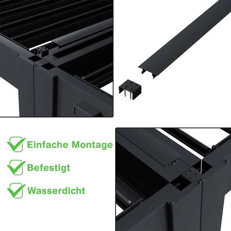 Weide Classic | Pergola Aluminium freistehend | 4 x 6 M | Lamellendach weiß + Verbindungskit 4 Meter – Bild 4