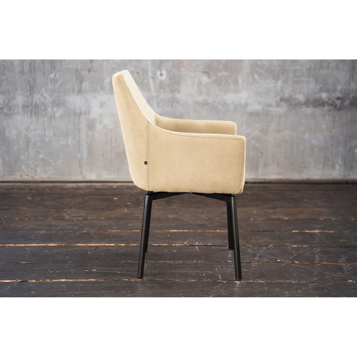 Stuhl Cali Sessel Microfaser Esszimmerstuhl creme Füße matt-schwarz 88.5 x 61 x 56 cm – Bild 4