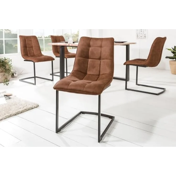 riess-ambiente Freischwinger MIAMI hellbraun, Esszimmer · Microfaser · Metall · Industrial – Bild 2