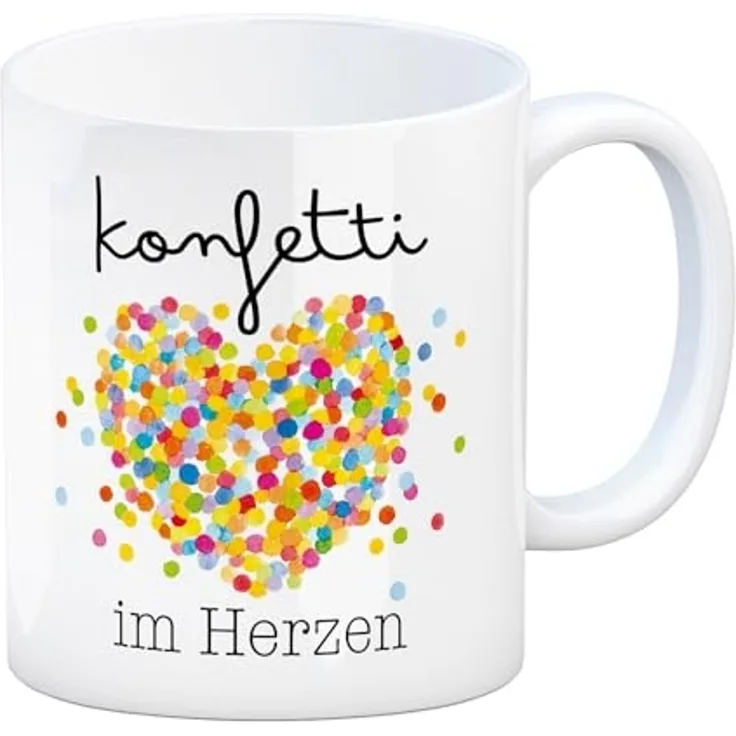 speecheese Tasse Konfetti im Herzen Karneval Geschenk Kaffeebecher