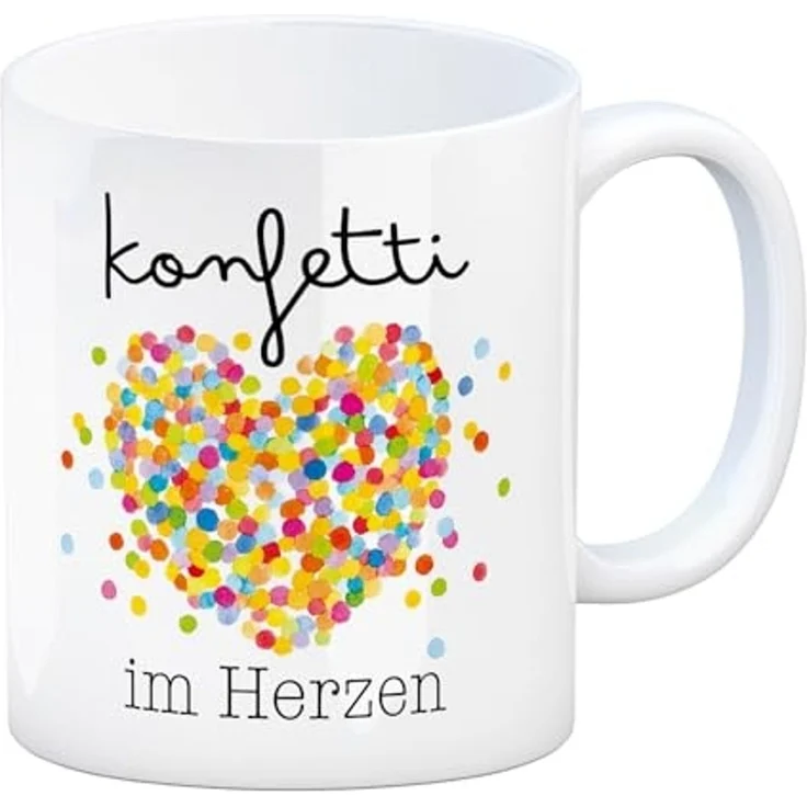 speecheese Tasse Konfetti im Herzen Karneval Geschenk Kaffeebecher – Bild 1