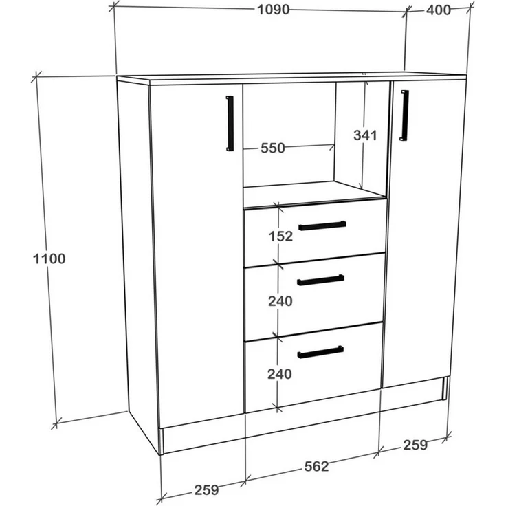VCM Küchenmöbel Unterschrank Esilo 919420 Weiß / Sonoma-Eiche H. 110 x B. 109 x T. 40 cm – Bild 3
