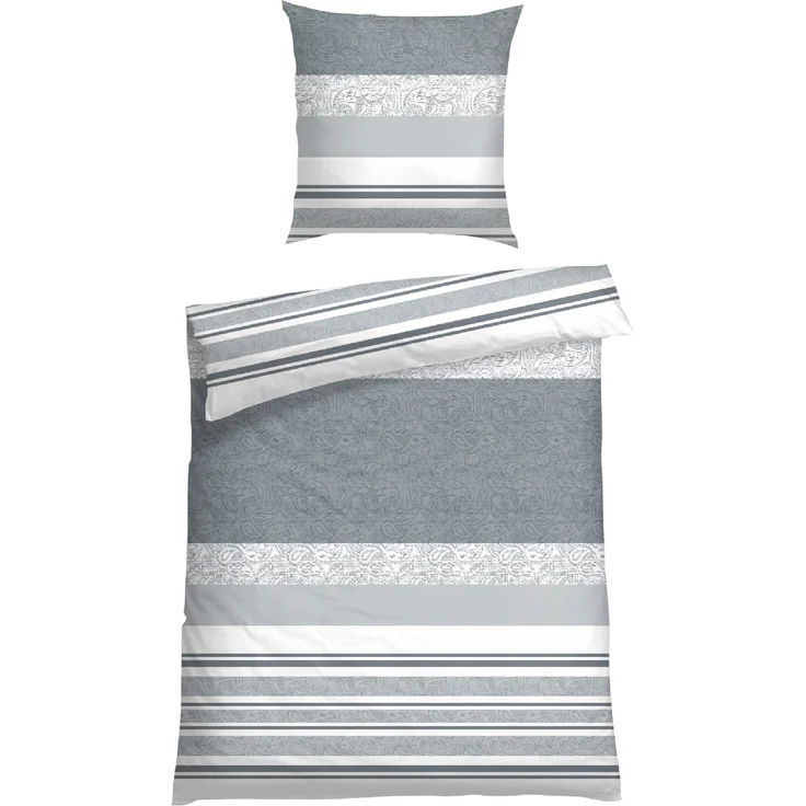 Schiesser Bettwäscheset Adele - Renforcé - 2-teilig - 155 x 220 cm - Grau – Bild 4