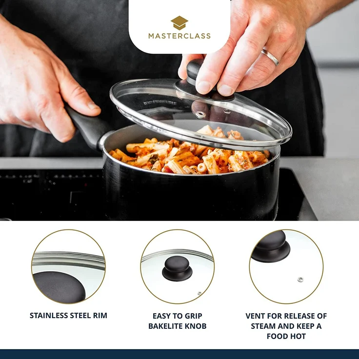 KitchenCraft MCGLLID20 Master Class Sicherheitsglas-Topfdeckel, Glas, transparent 20cm – Bild 4