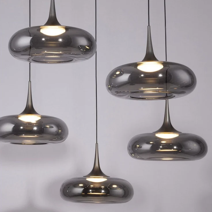 SCHÖNER WOHNEN-Kollektion LED Pendelleuchte LED Pendellampe POSH, höhenverstellbar, 7x LED Board 6,3W, warmweiß, Rauchglas, höhenverstellbar, Lichtfarbe warmweiß – Bild 4