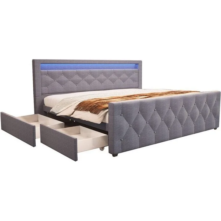 HOME DELUXE Polsterbett VELARA - 180 x 200 cm Dunkelgrau