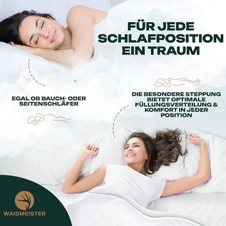 Waidmeister Bettdecke + Kopfkissen Bettdeckenset 2x Bettdecke und 2x Kopfkissen, Füllung: 100% Polyester, Bettdeckenset mit Kopfkissen mit optimierter Klimafunktion – Bild 4