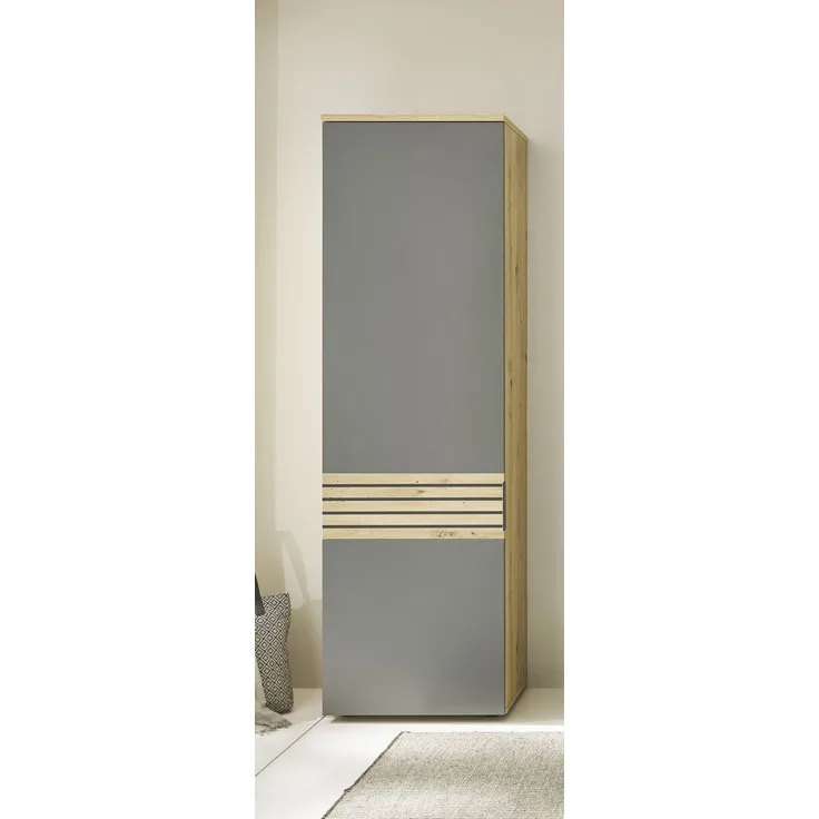 Garderobenschrank >Melisande< in Grau matt - 60x200x38cm (BxHxT)