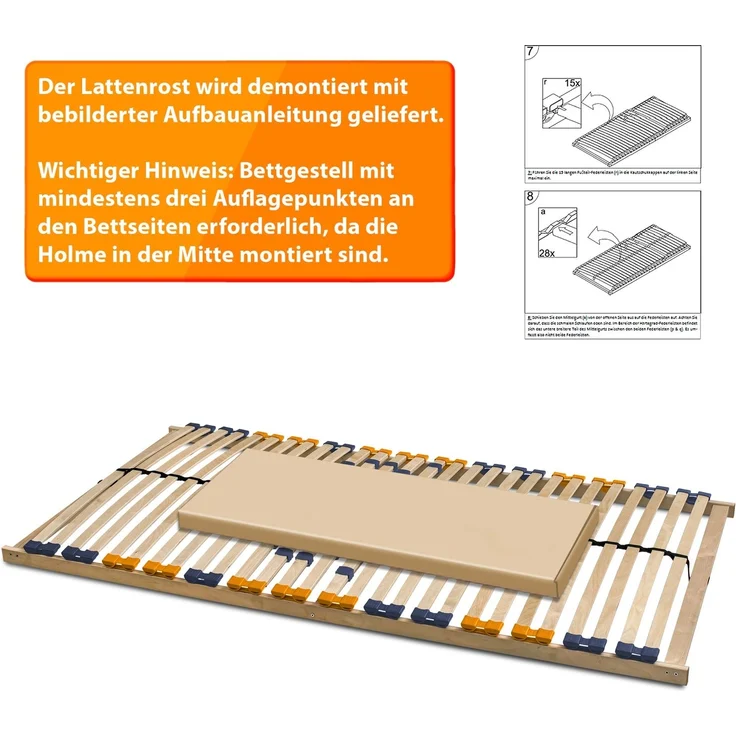 Coemo Lattenrost Multira 100x190 cm starr mit 26 Federleisten Selbstmontage – Bild 4