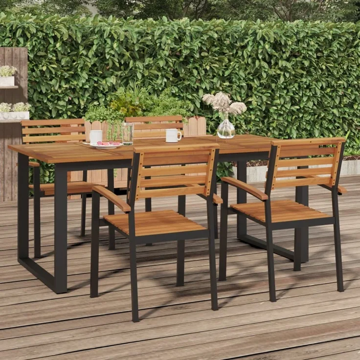 vidaXL Gartentisch mit Gestell U-Form 180x90x75 cm Akazie Massivholz 319513