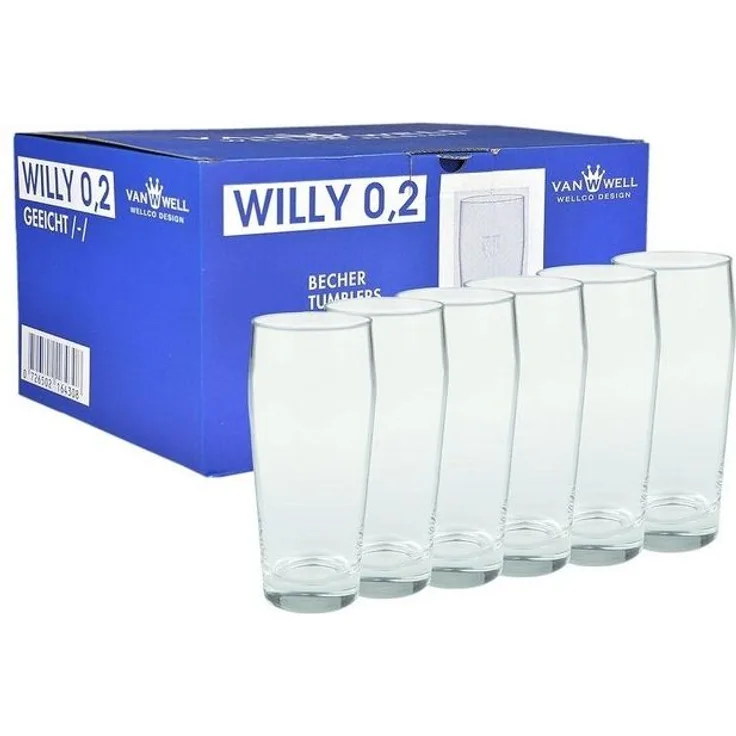 6er Set Bierglas Willibecher 0,2L geeicht Glas Biergläser Tumbler perfekt geeignet für Gastronomie