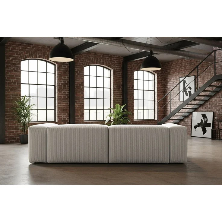 KAWOLA Sofa CELESTE 4-Sitzer mit Hocker Cord hellgrau 72 x 114 x 302 cm – Bild 4