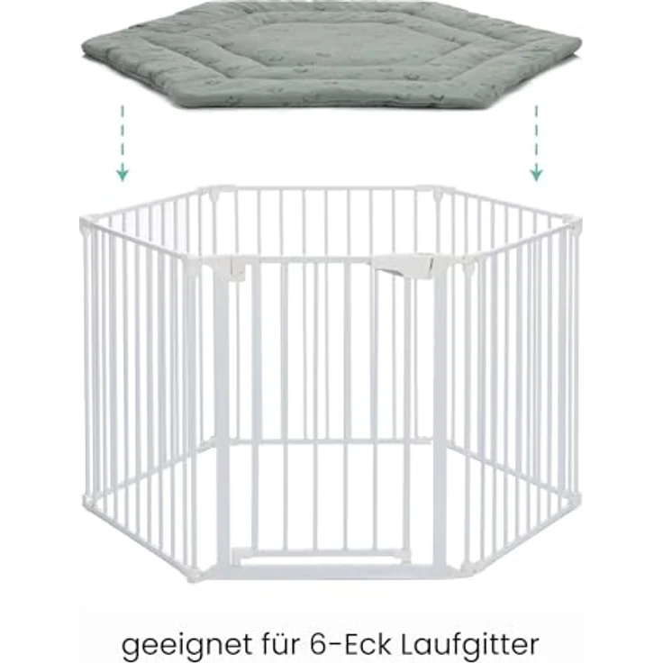 Fillikid Einlage Laufstall 6-eckig Exklusiv | Krabbeldecke Laufgitter 124 cm | Schutzeinlage Laufgitter weich gepolstert | Spieldecke waschbar | Laufgittereinlage – Bild 3