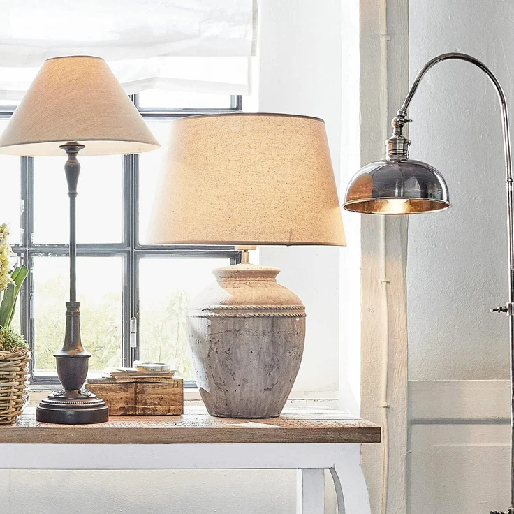 Mirabeau Tischleuchte Tischlampe Mosnay beige/antikgrau – Bild 8