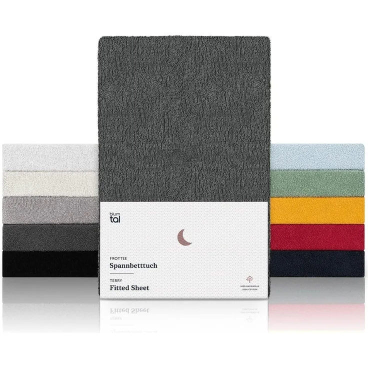 Blumtal® Frottee Spannbettlaken - Kuschelig weiches Bettlaken 160x200 cm, Oeko-Tex 100 Zertifiziert, bis 22cm Matratzenhöhe, Anthrazit