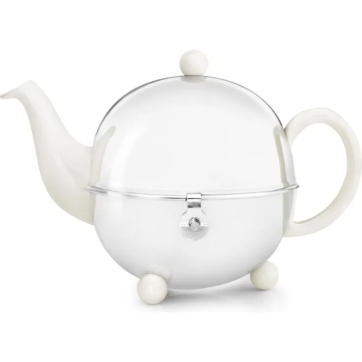 Bredemeijer Kanne Bredemeijer Keramik-Teekanne mit Edelstahlmantel Cosy® 0,9L crèmeweiβ, 900 l, (Packung)