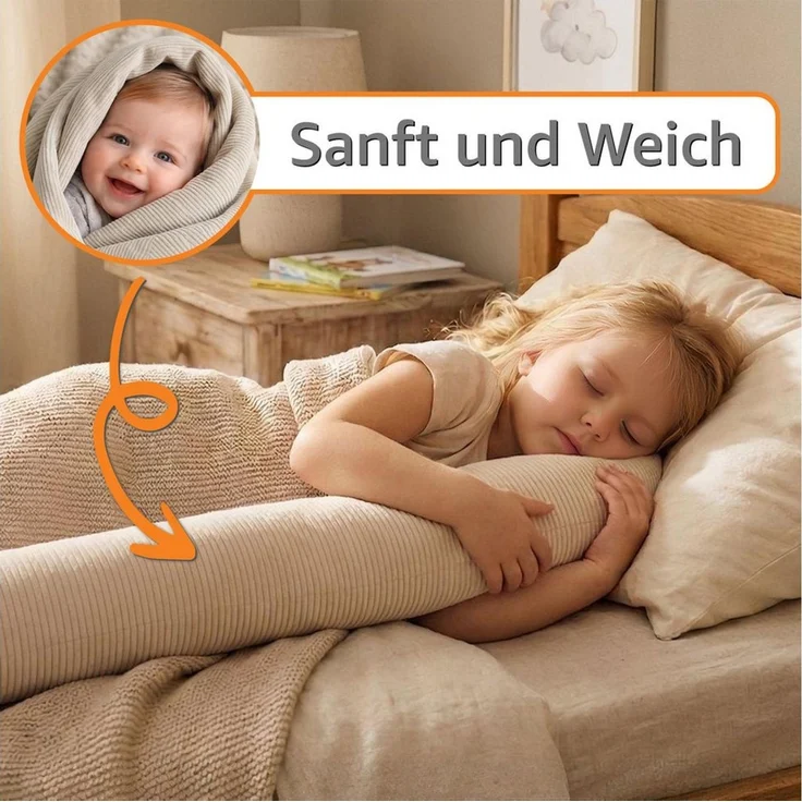 Totsy Baby Seitenschläferkissen Bettschlange Body Pillow - Kopfkissen lang Bettrolle Schlafkissen – Bild 4