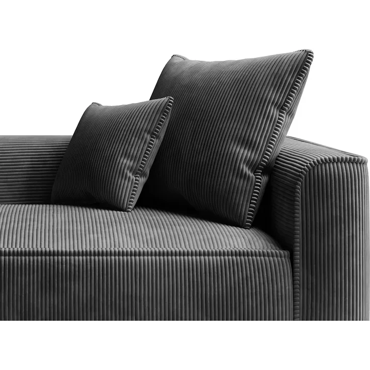 Vente-unique - PINETA Chaise longue SamtStoff Grau - B 115 cm x H 67 cm x L 180 cm – Bild 6