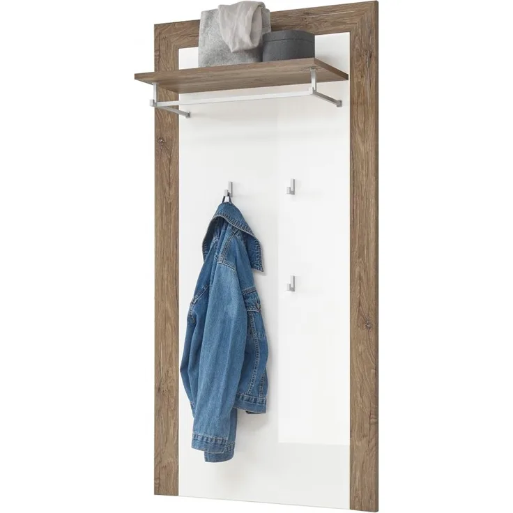 Garderobe Paneel Wandgarderobe Hängepaneel für Kleider ca. 70 x 143 x 30 cm Eiche dunkel / Weiß