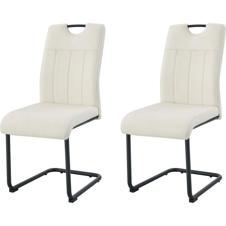 Schwinger-Stuhl 2er Set Lyon Stühle in Creme - gemütliches Design - B/H/T: 43x98x61 cm