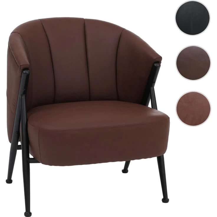 Sessel HWC-P30, Polster-/Cocktail-/Clubsessel Lounge Chair Vintage Retro Industrial Metall Kunstleder ~ rostrot – Bild 10