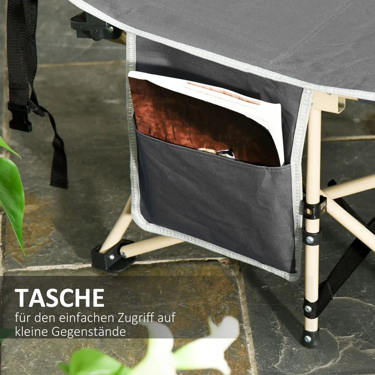 Feldbett, Campingbett, klappbar, wetterbeständig, Tinte. Tragetasche, 190 x 68 x 52 cm, Grau--Grau--52x68x190cm--YOUDENOVA – Bild 8