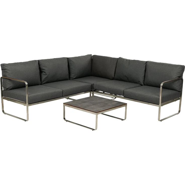 greemotion Lounge-Set Boston, 4-teilig, Edelstahl-Ecksofa-Set mit Tisch und Polstern, Gartenmöbel-Set, Loungemöbel-Set – Bild 2