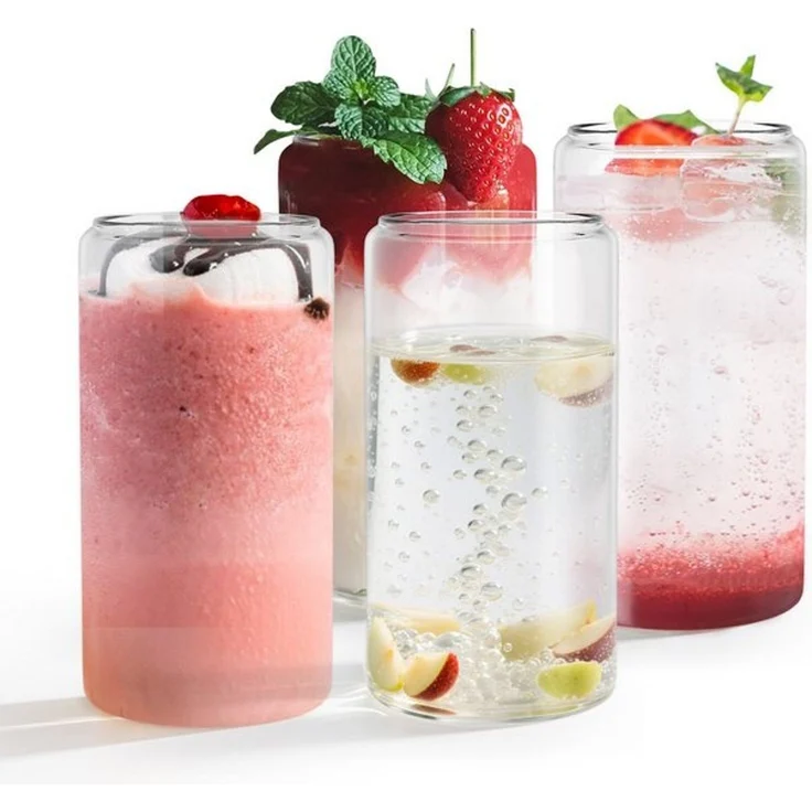FIVMEN Cocktailglas Gläser Trinkgläser mit Deckel Stroh 550ML Cocktailgläse Wassergläser, 4-tlg, für Smoothie, Latte, Macchiato, Whiskey Familie, Camping, Party, Bar – Bild 4